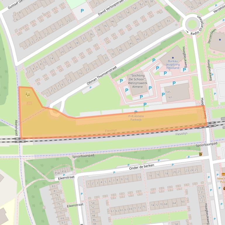 Kaart van postcodegebied 1318ZZ.