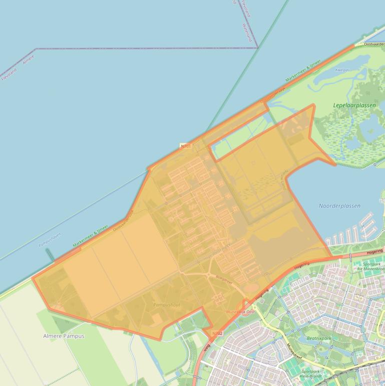 Kaart van postcodegebied 1319.