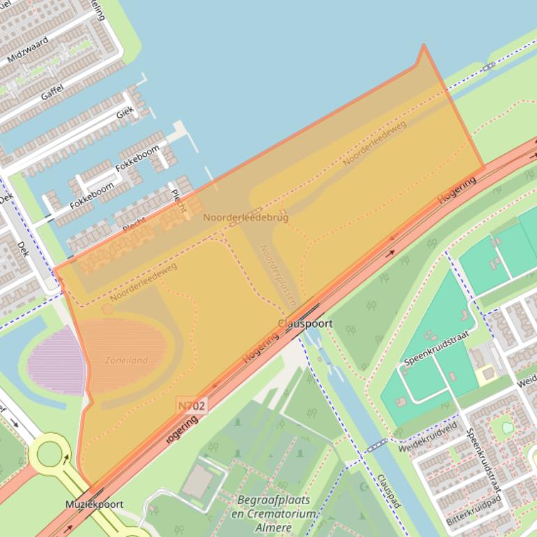 Kaart van postcodegebied 1319BD.