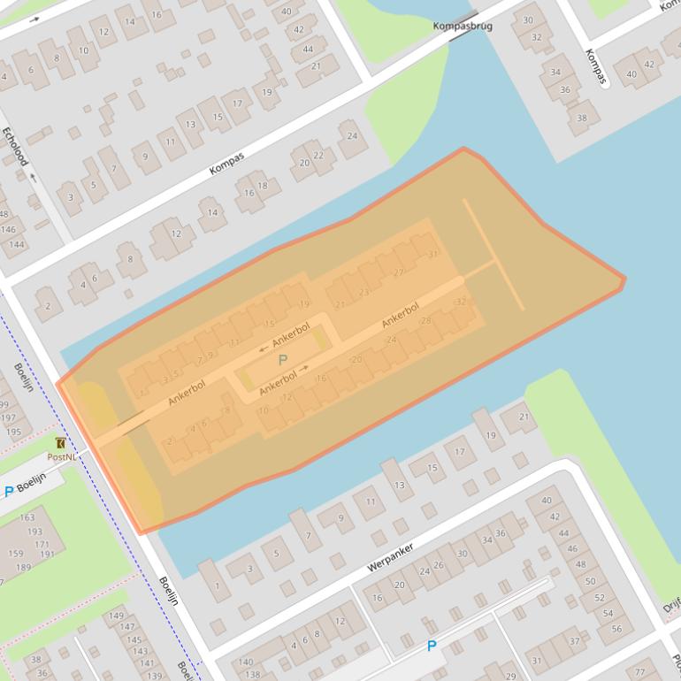 Kaart van postcodegebied 1319DH.