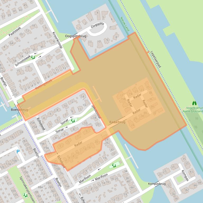 Kaart van postcodegebied 1319DM.