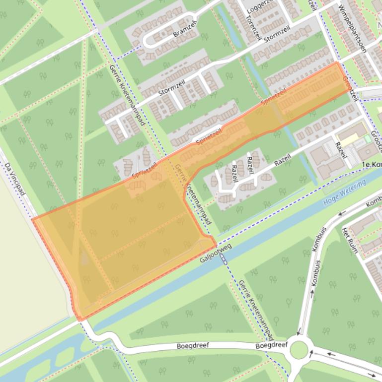 Kaart van postcodegebied 1319EB.