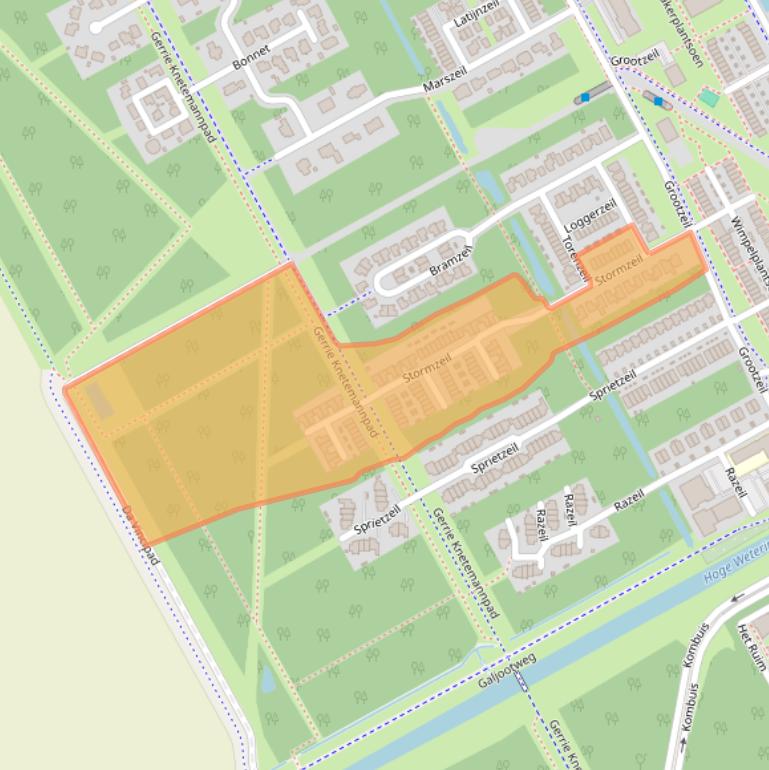 Kaart van postcodegebied 1319EE.