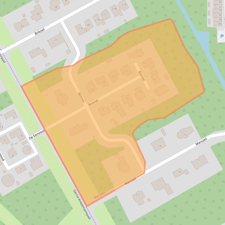 Kaart van postcodegebied 1319EK.