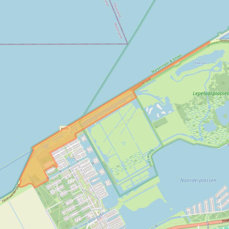 Kaart van postcodegebied 1319GT.