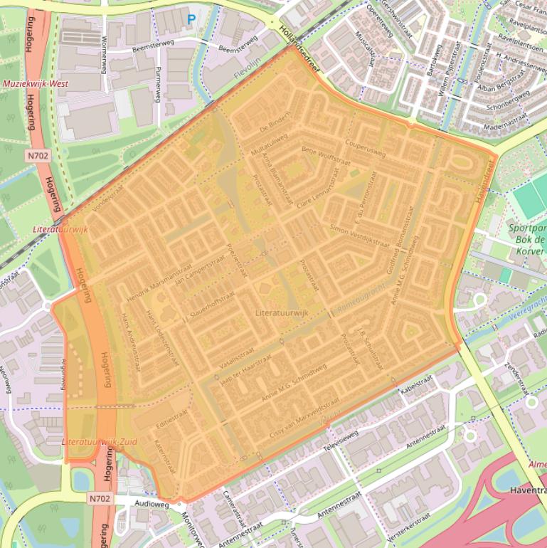 Kaart van postcodegebied 1321.