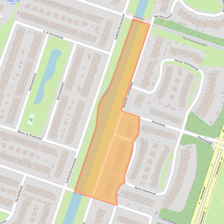 Kaart van postcodegebied 1321AC.