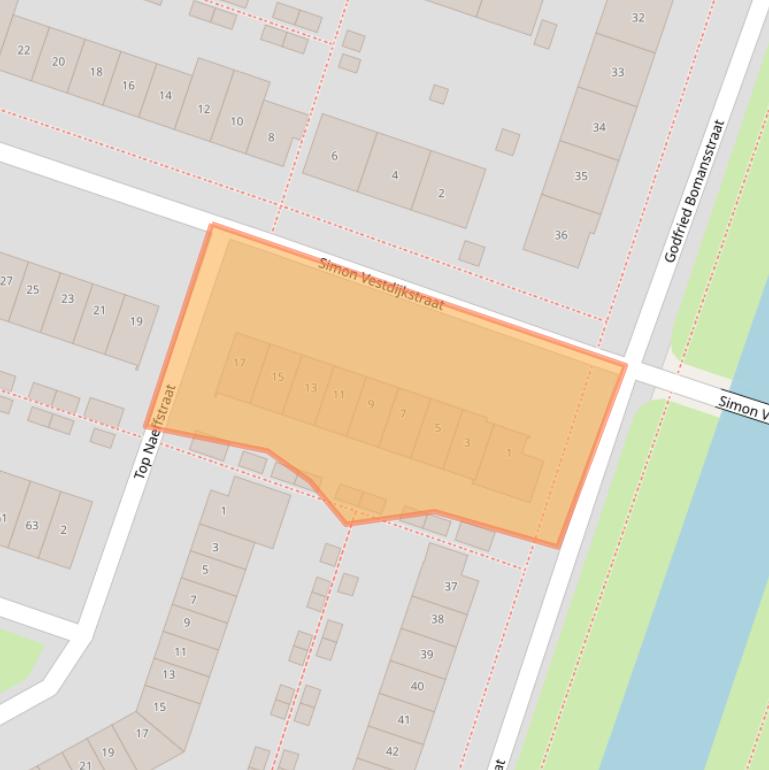 Kaart van postcodegebied 1321BV.