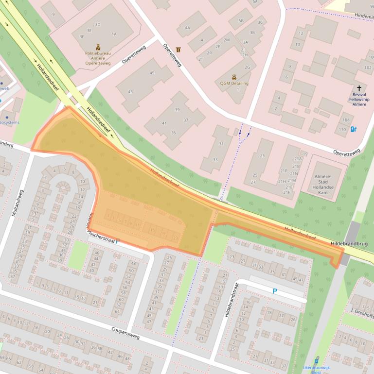Kaart van postcodegebied 1321CC.