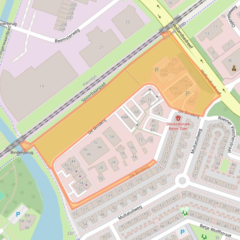 Kaart van postcodegebied 1321EC.