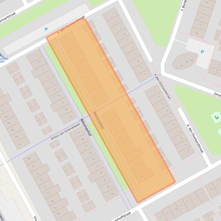 Kaart van postcodegebied 1321GB.