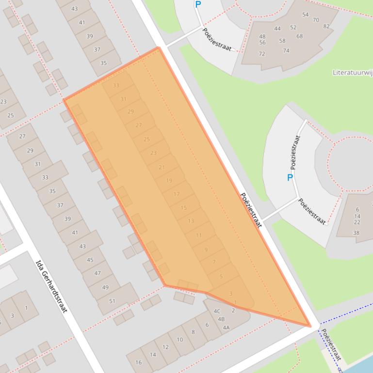 Kaart van postcodegebied 1321HG.