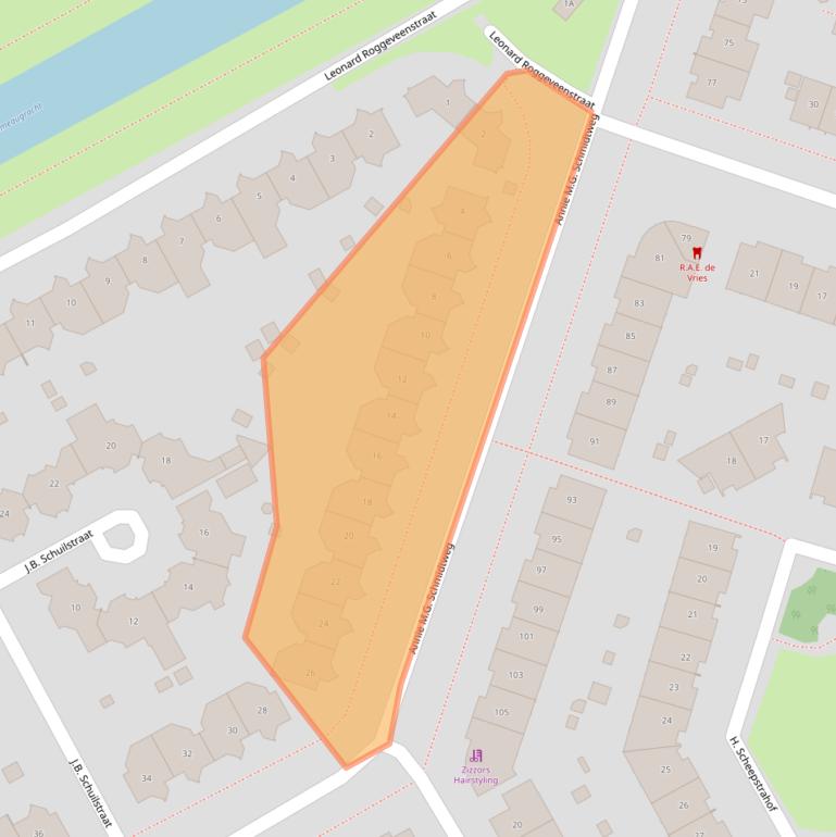 Kaart van postcodegebied 1321JE.