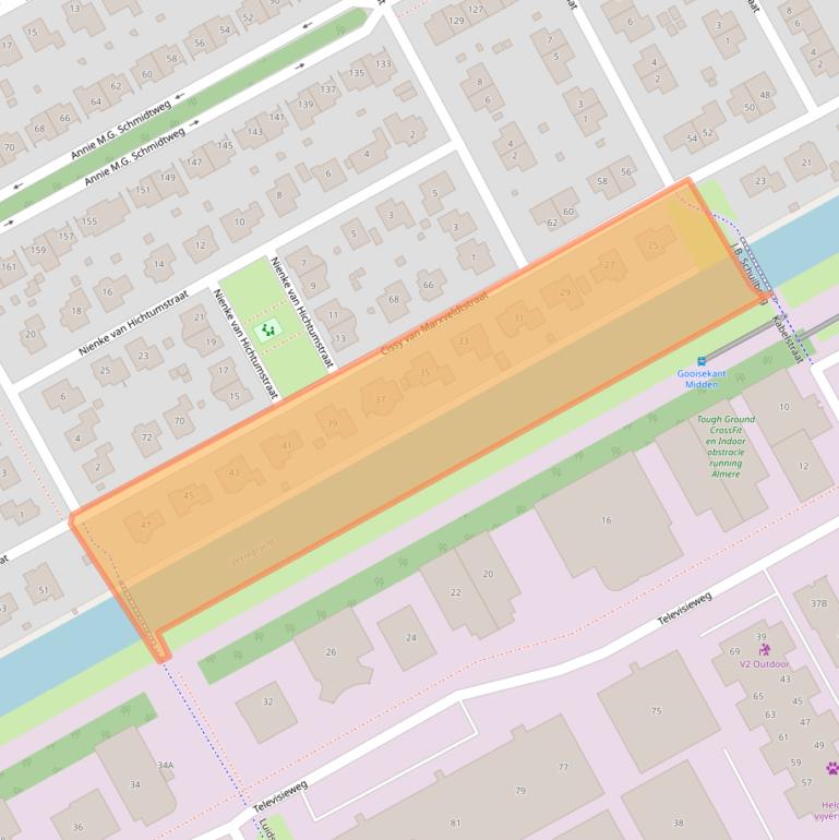Kaart van postcodegebied 1321JR.