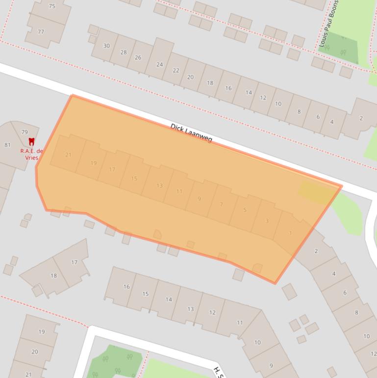 Kaart van postcodegebied 1321KD.