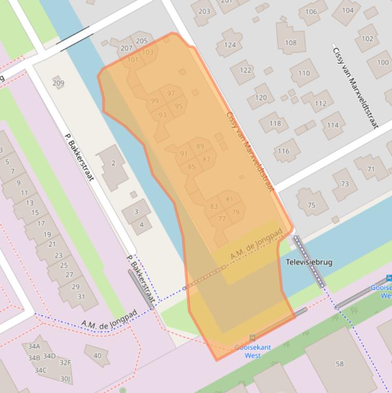 Kaart van postcodegebied 1321LN.