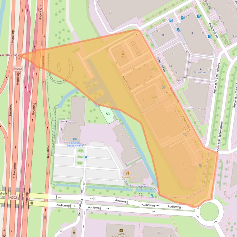 Kaart van postcodegebied 1321NC.