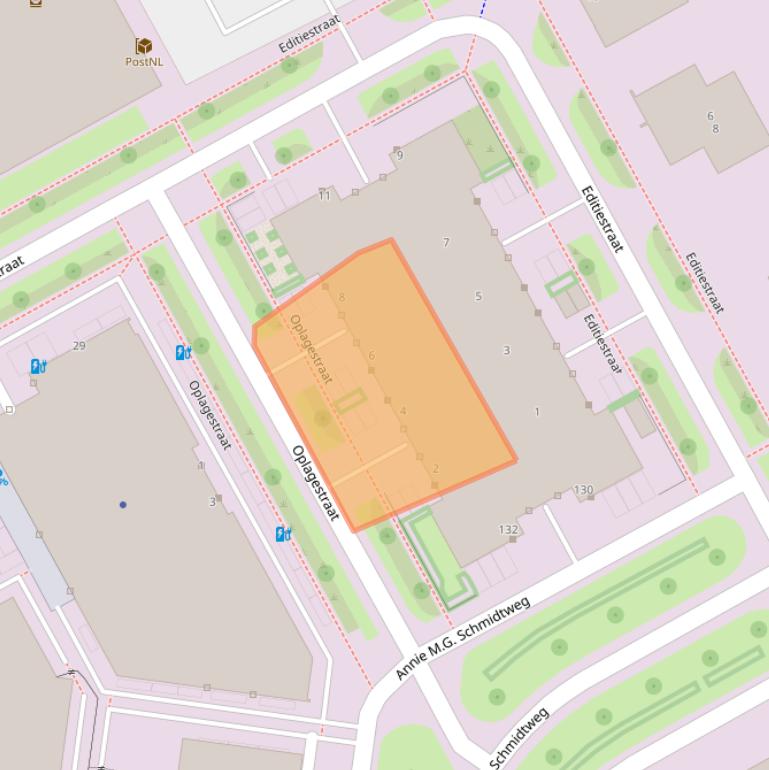 Kaart van postcodegebied 1321NJ.