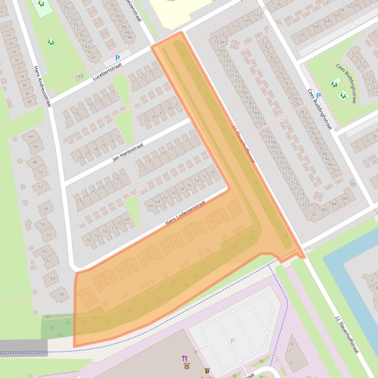 Kaart van postcodegebied 1321SJ.