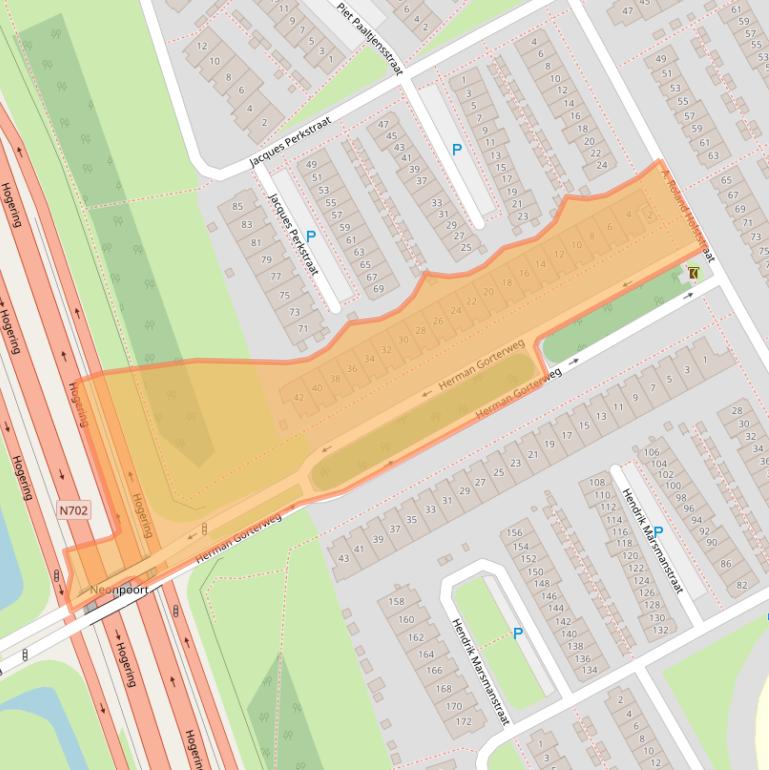 Kaart van postcodegebied 1321TX.