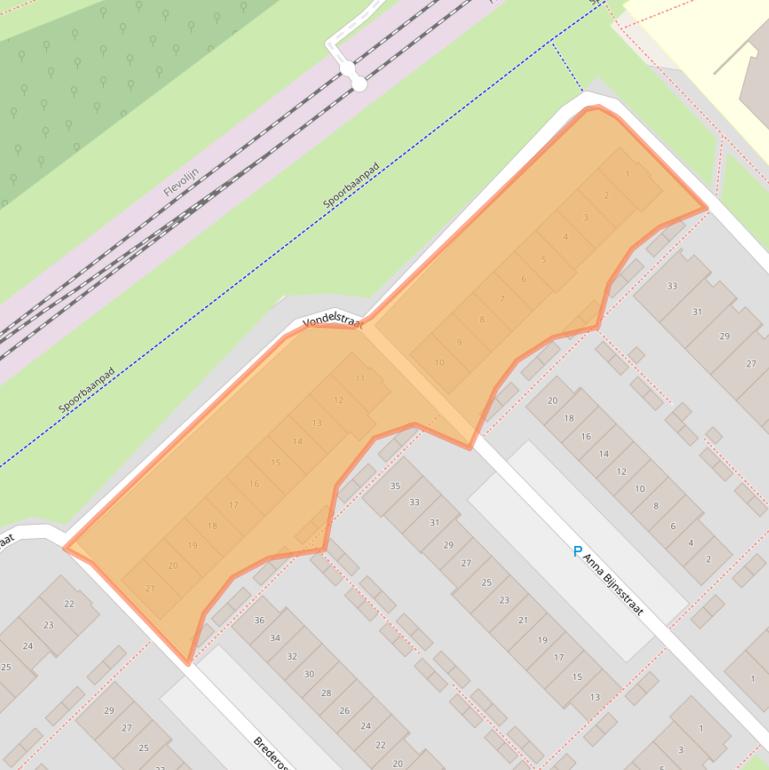 Kaart van postcodegebied 1321VV.