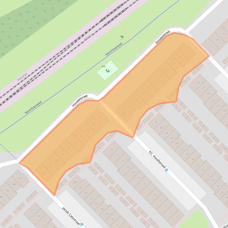 Kaart van postcodegebied 1321VW.