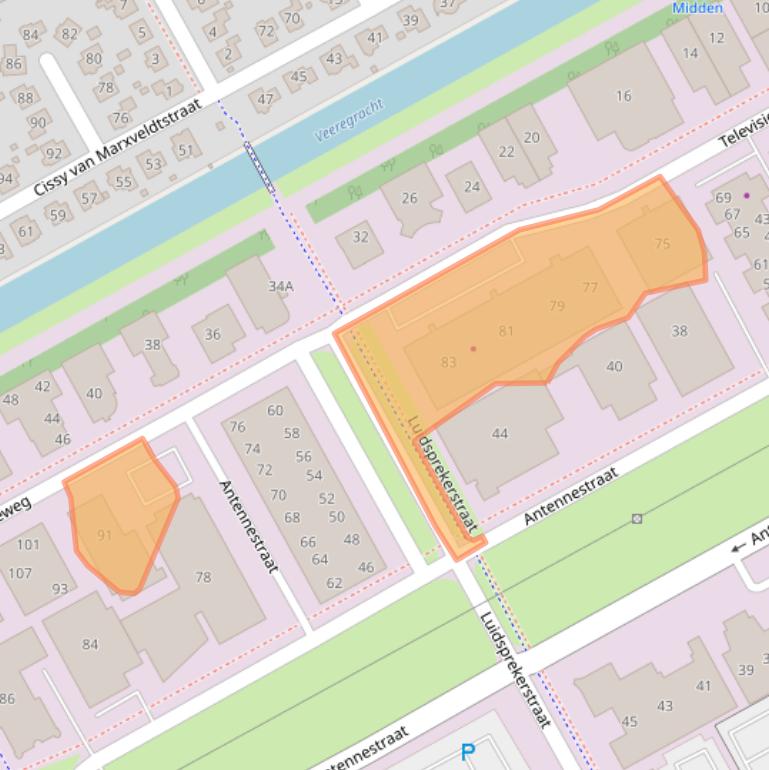 Kaart van postcodegebied 1322AK.