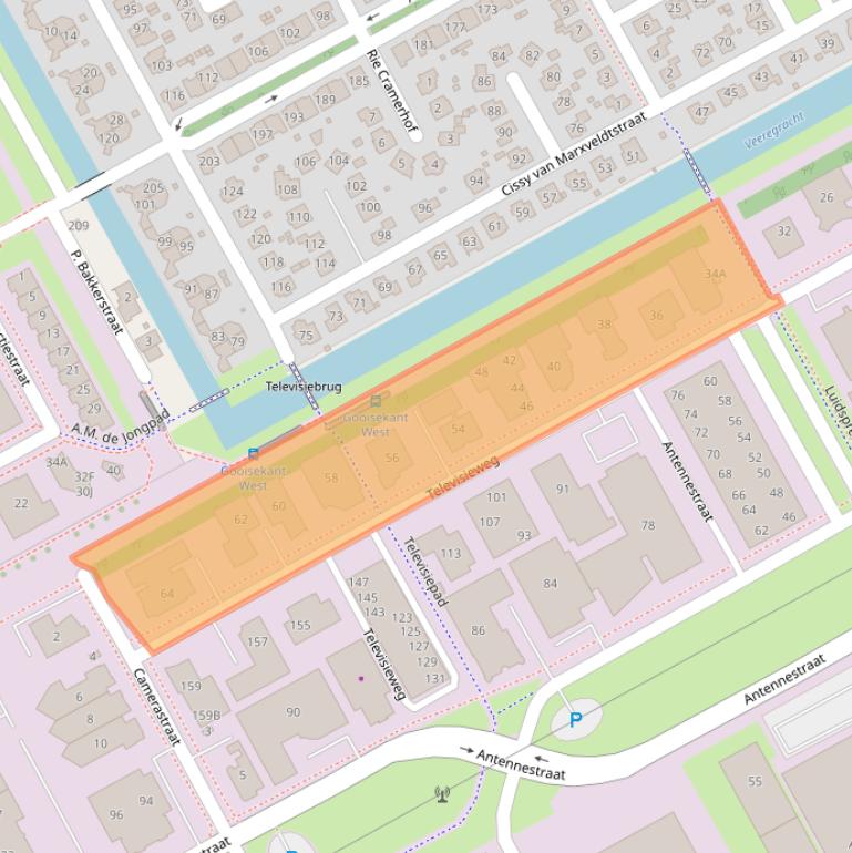 Kaart van postcodegebied 1322AM.