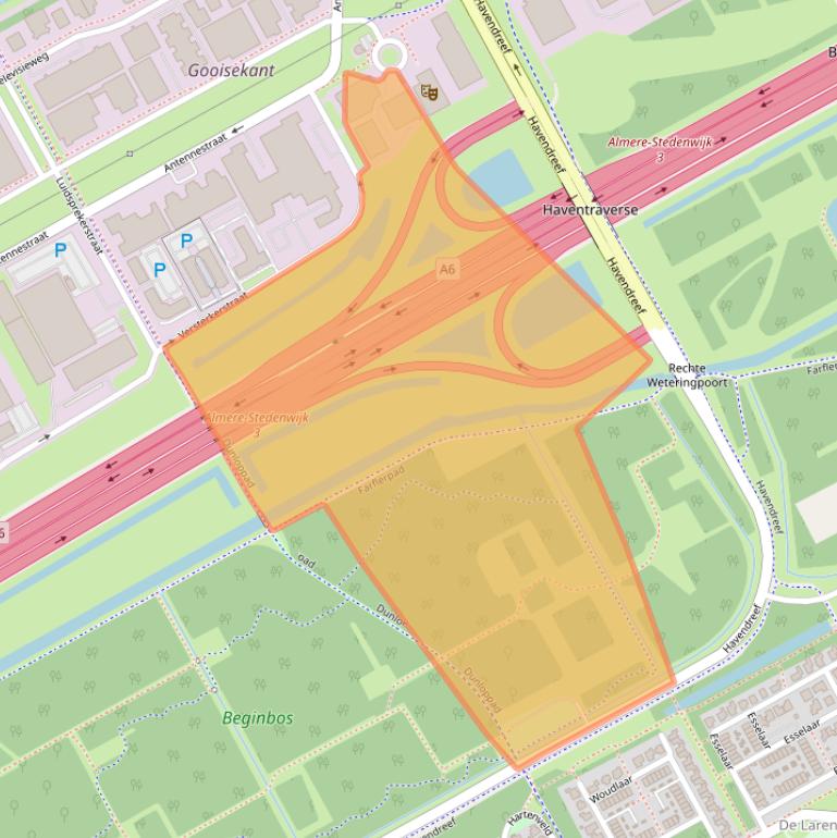Kaart van postcodegebied 1322AN.
