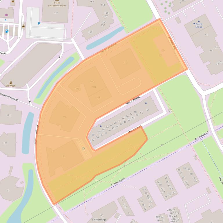 Kaart van postcodegebied 1322CH.