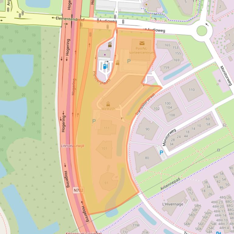 Kaart van postcodegebied 1322CL.
