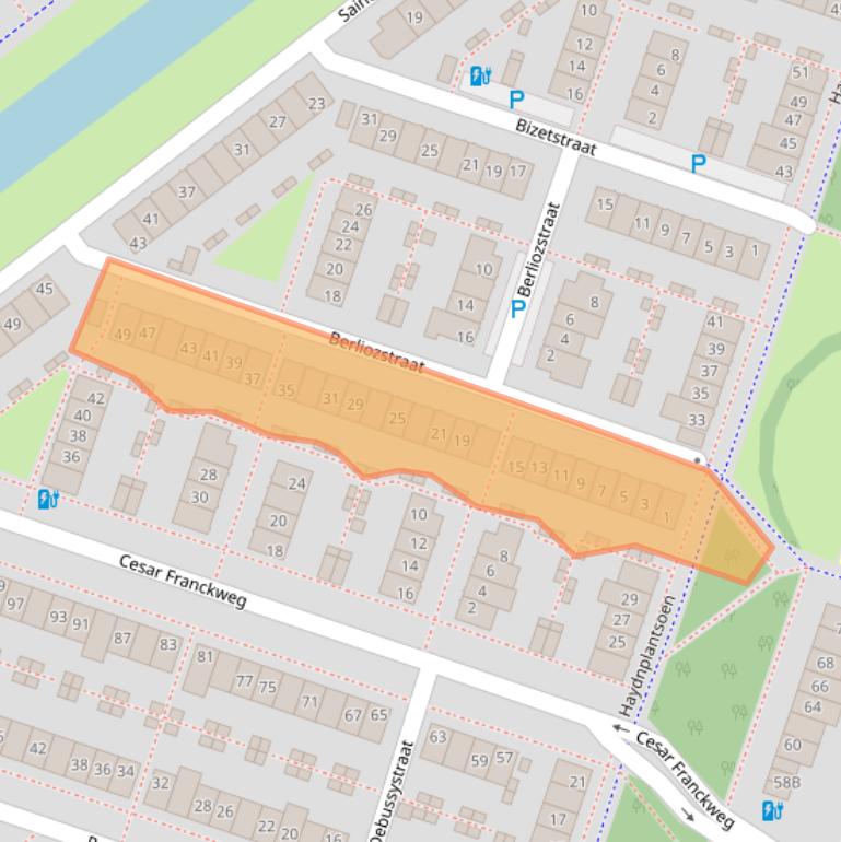 Kaart van postcodegebied 1323CA.