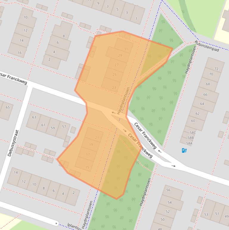 Kaart van postcodegebied 1323EB.