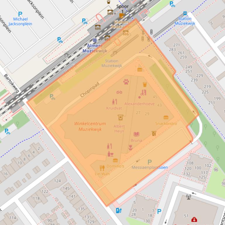 Kaart van postcodegebied 1323LP.