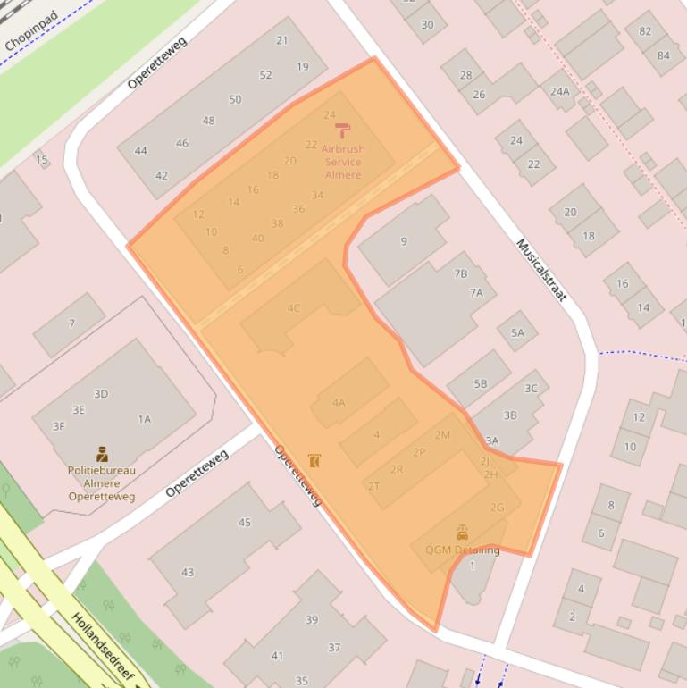 Kaart van postcodegebied 1323VA.