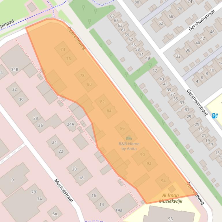 Kaart van postcodegebied 1323VC.