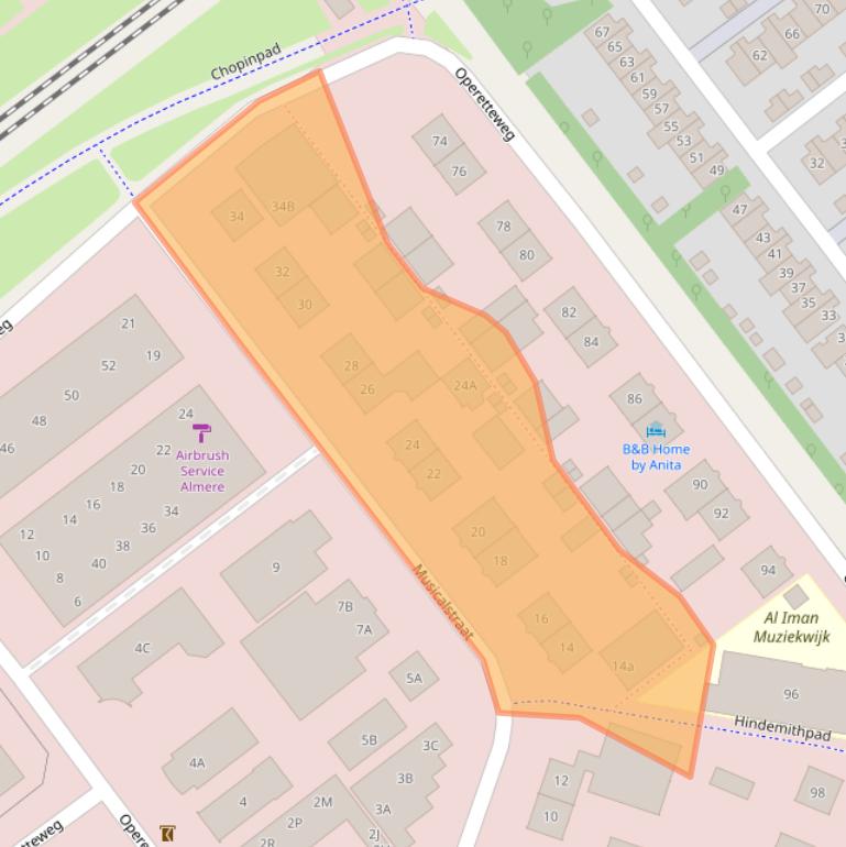 Kaart van postcodegebied 1323VP.