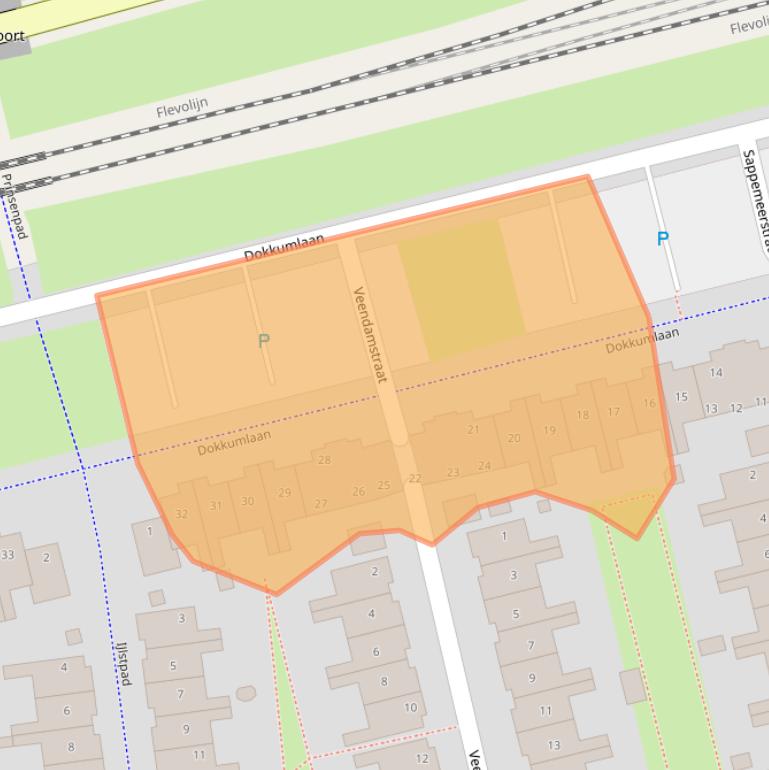 Kaart van postcodegebied 1324AB.