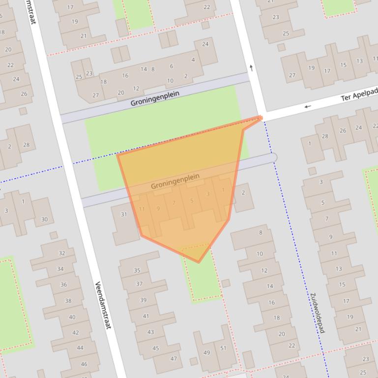 Kaart van postcodegebied 1324AN.