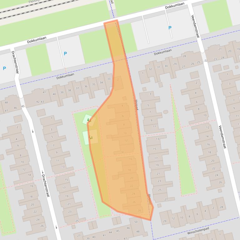 Kaart van postcodegebied 1324BE.