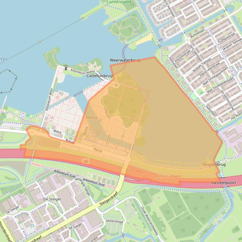 Kaart van postcodegebied 1324KN.