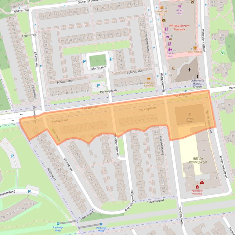 Kaart van postcodegebied 1326AS.