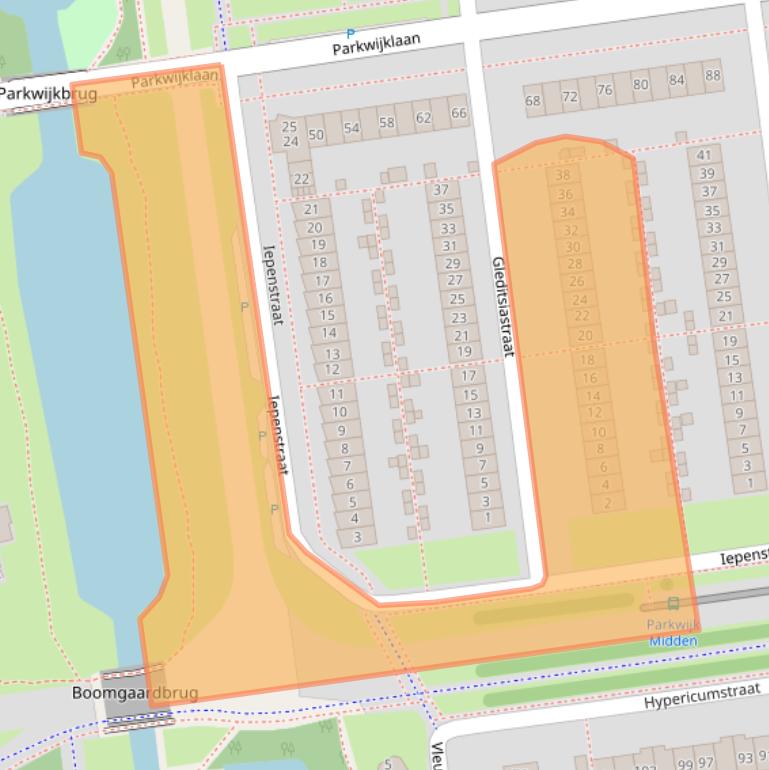 Kaart van postcodegebied 1326BH.