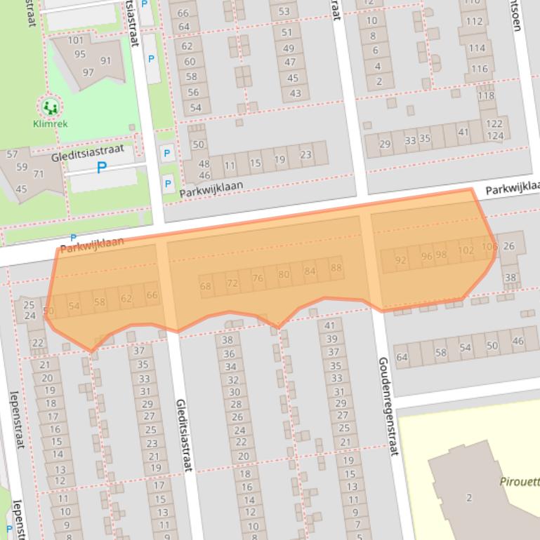 Kaart van postcodegebied 1326BT.