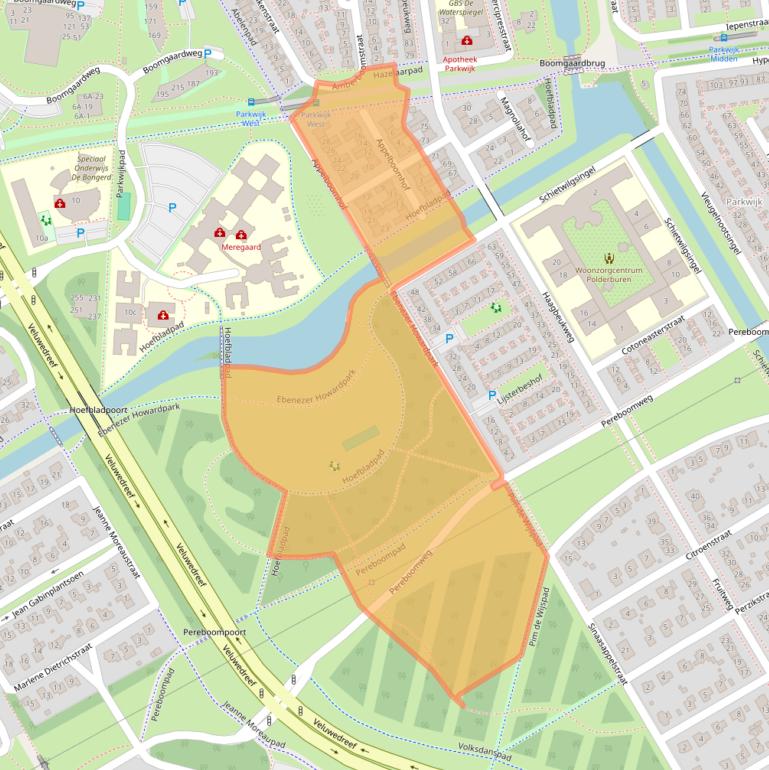 Kaart van postcodegebied 1326EC.