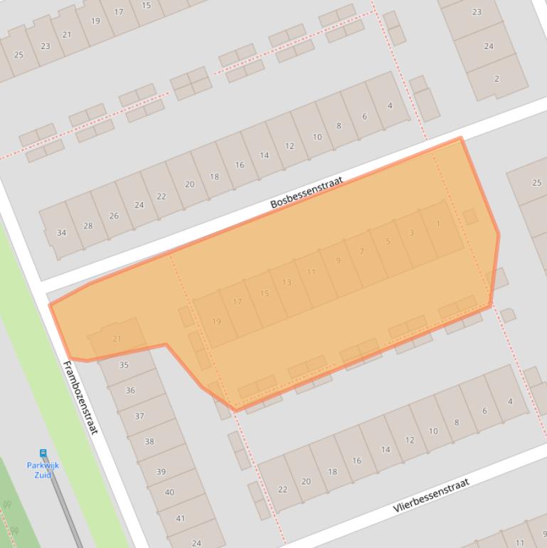 Kaart van postcodegebied 1326JA.