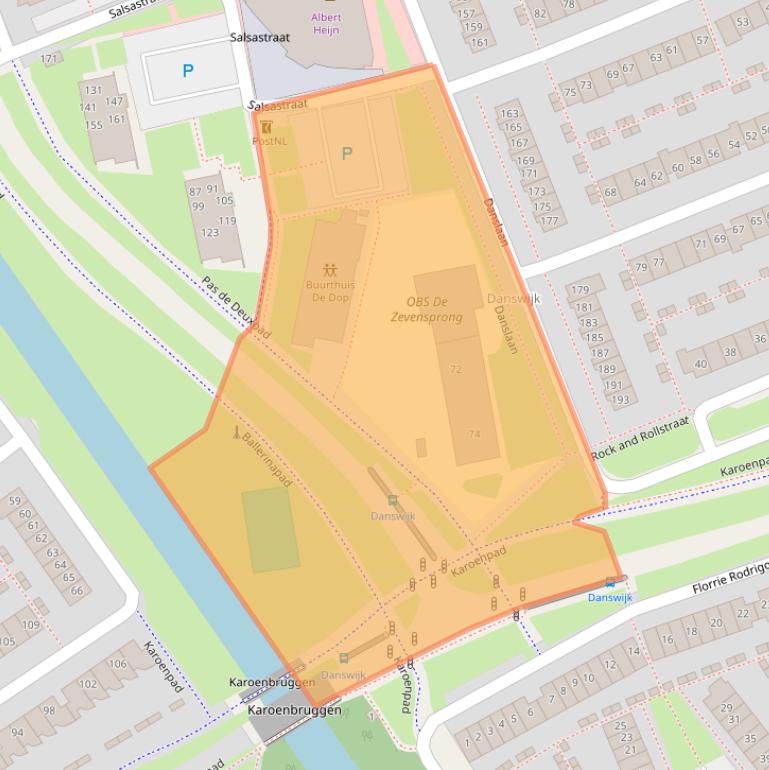 Kaart van postcodegebied 1326PL.