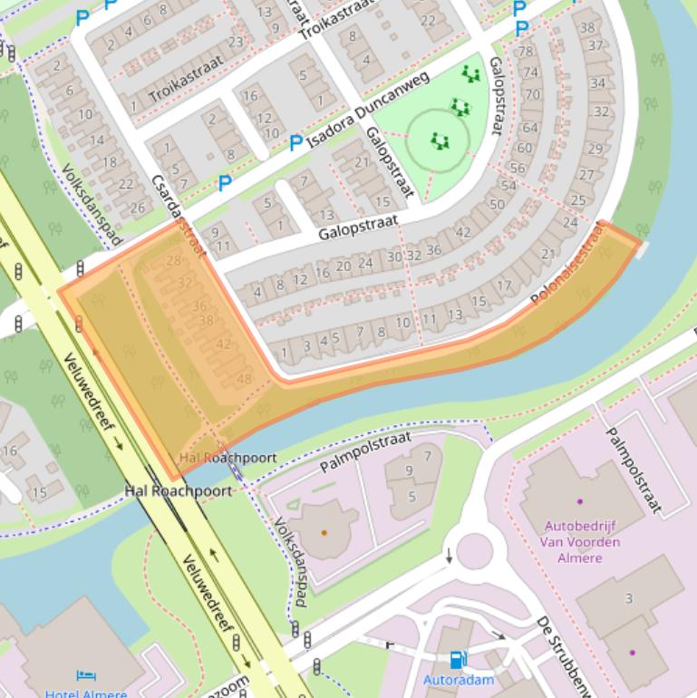 Kaart van postcodegebied 1326SB.