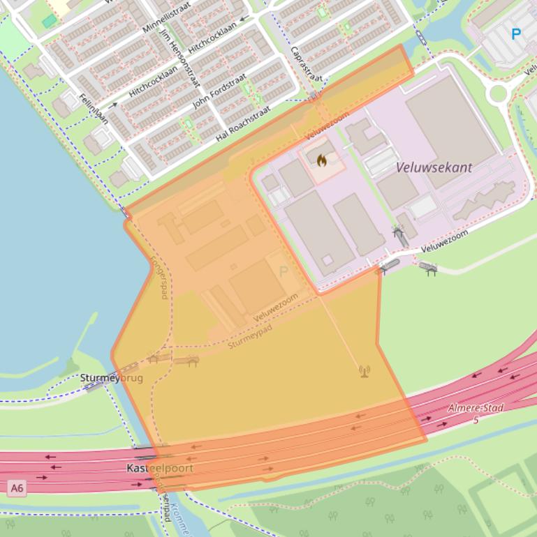 Kaart van postcodegebied 1327AE.