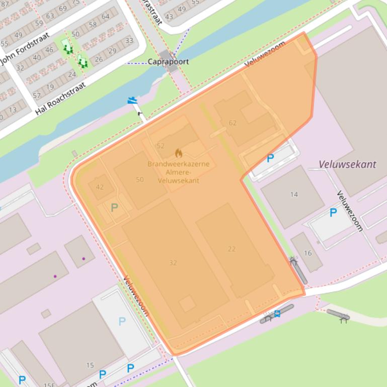 Kaart van postcodegebied 1327AH.